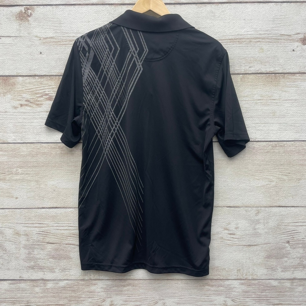 Greg Norman Tasso Ella Medium Black graphic striped‎ Golf Polo Shirt Slim fit - Picture 5 of 7